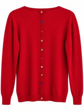 Tandem Red Holiday Cozy Cashmere-Blend Sweater Women's XL Button Back